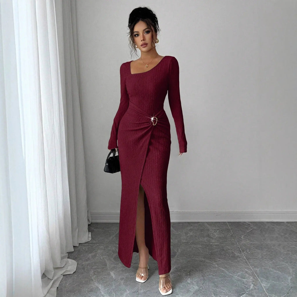 Knitted Texture Long Sleeve Dress Aurélia