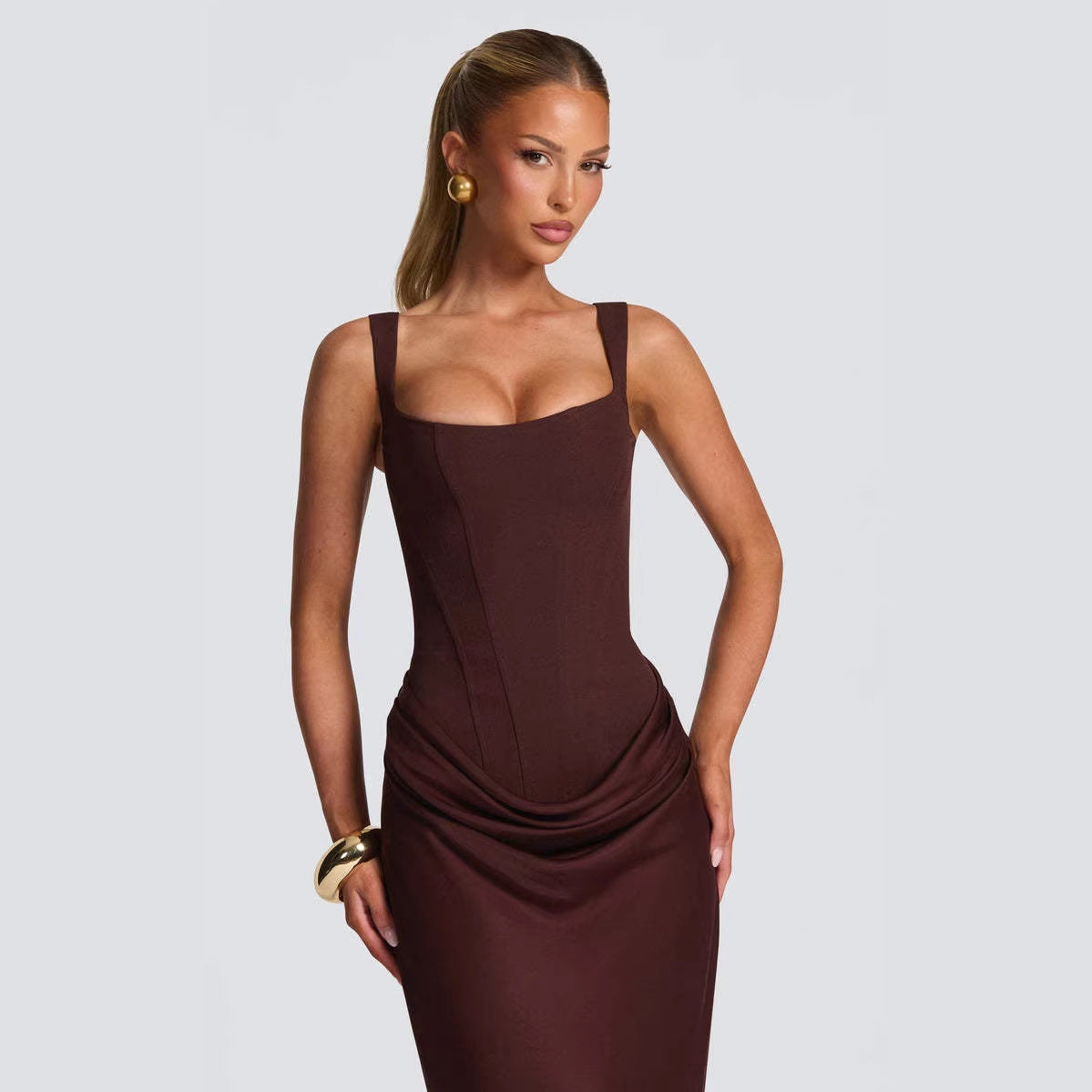 Women's Strapless Sleeveless Sheath Maxi Dress Aurélia