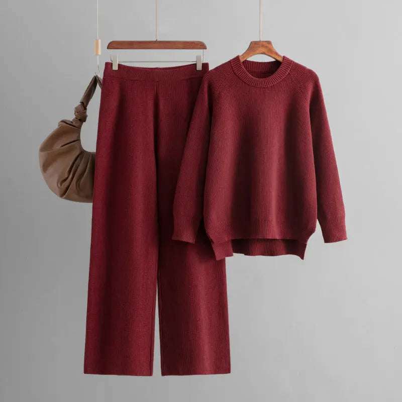 Knit Long Sleeves Top Wide-leg Pants 2pcs Sets Aurélia