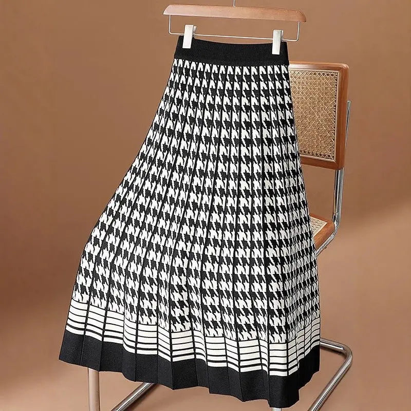 Houndstooth Knit Skirt Aurélia
