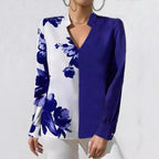 Printed Arrow-head Neck Blouse Long Sleeve Aurélia