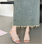 Square Bow Water Diamond Sandals With Exquisite Fairy Style Cool Slippers Aurélia