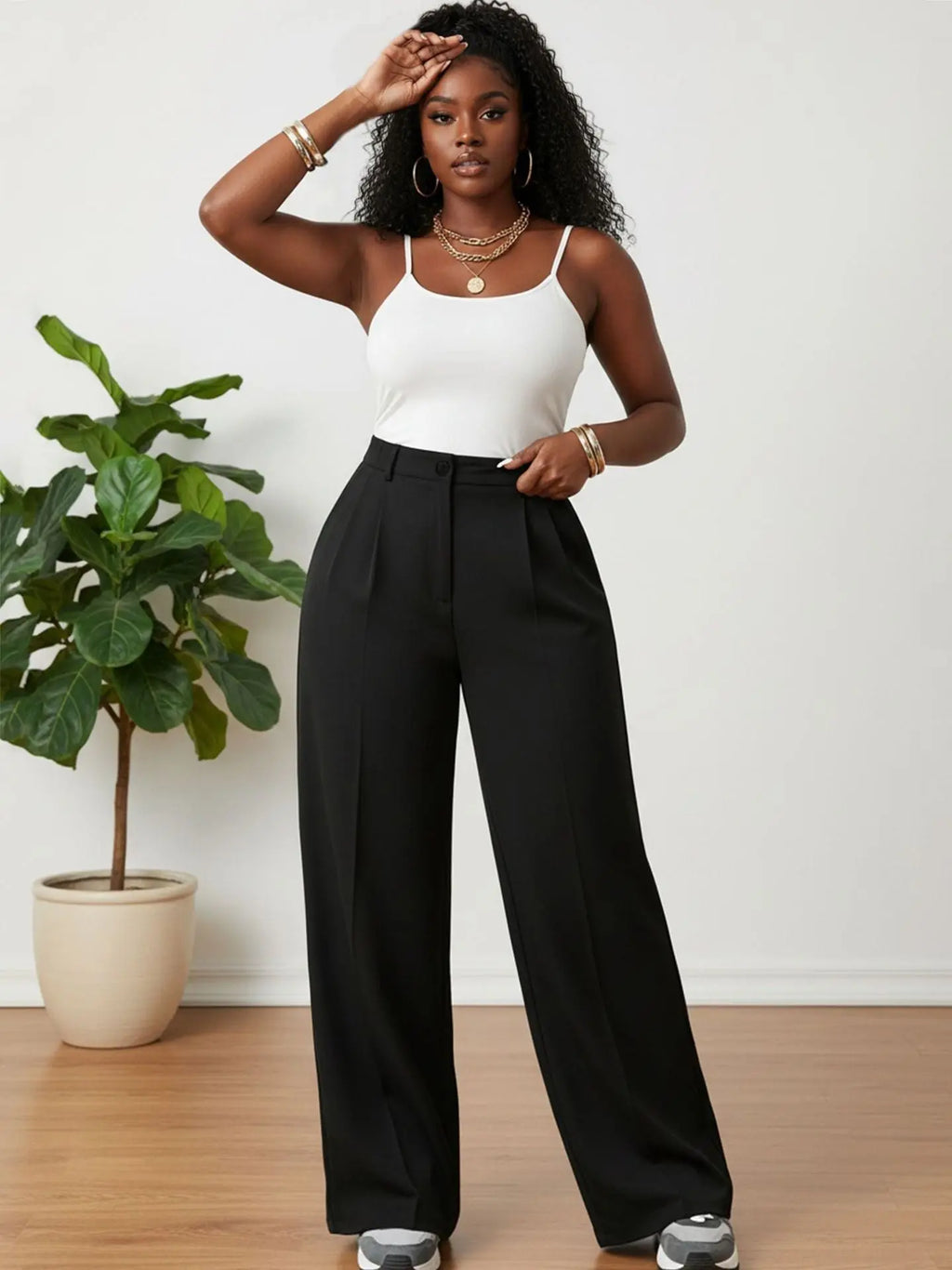American-style Versatile  Draping Straight-leg Pants Aurélia
