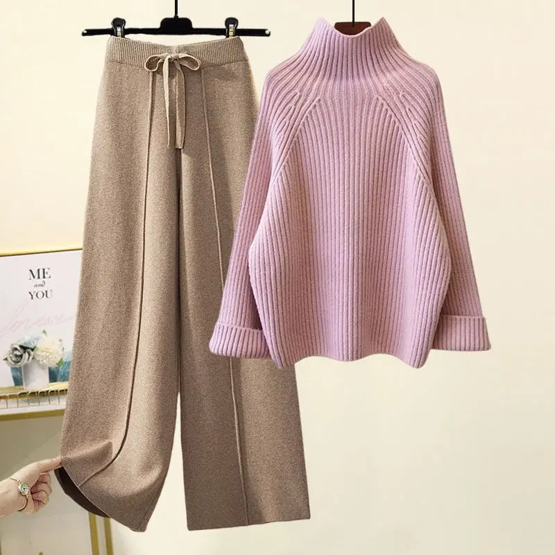 Sweater Lace-up Drooping Wide Leg Pants Suit Aurélia