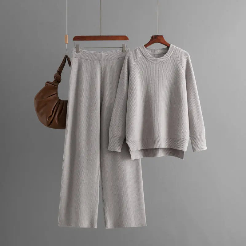Knit Long Sleeves Top Wide-leg Pants 2pcs Sets Aurélia