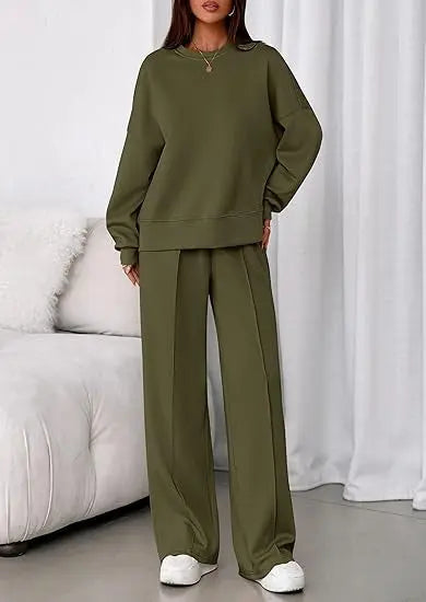 Long-sleeve And Straight Leg Pants Set Aurélia