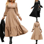 Lantern Long Sleeve V-neck Dress Aurélia