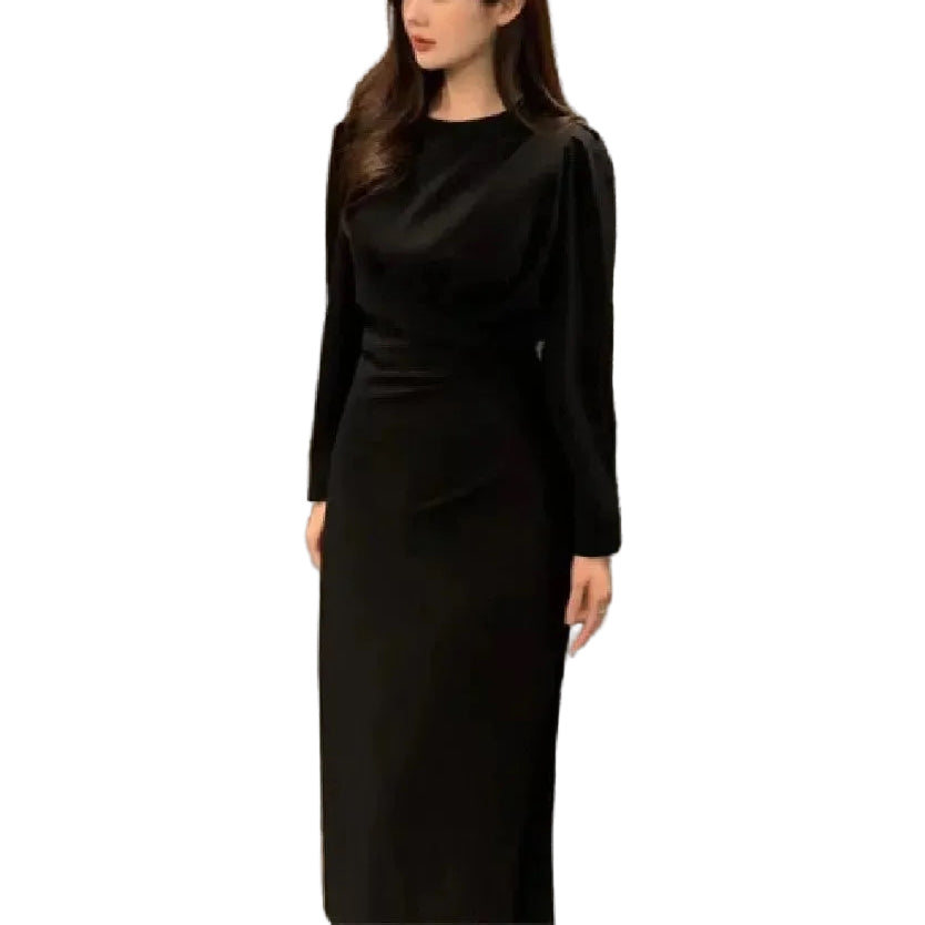 Pleated Long Sleeve Dress Aurélia