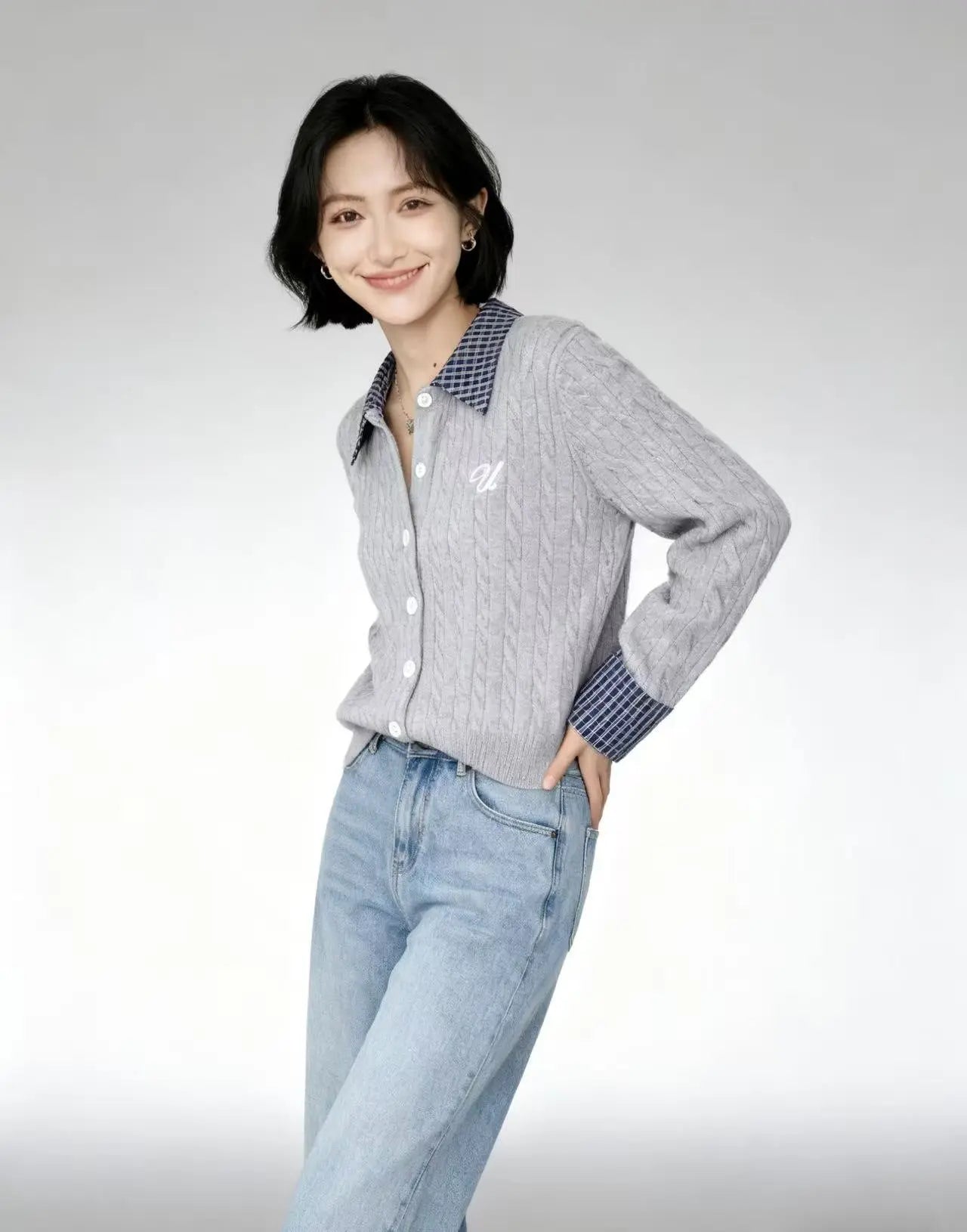 Plaid Knitted Sweater Aurélia