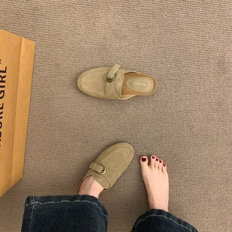Slip-On Birkenstock Style Mules, French Retro Thick Sole Closed Toe Half Slippers, Casual Outdoor Shoes Aurélia