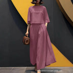 American Style Short Sleeve Top And Wide-Leg Pant Set Aurélia