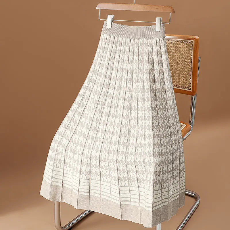 Houndstooth Knit Skirt Aurélia