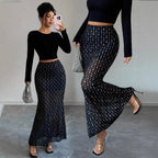 Shimmery Sequin Doublelayer Mesh Highwaist Skirt Aurélia