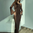 Silky-feel Elegant Off-shouder Dress Aurélia