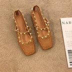 Nude Apricot Gentle Rivet Fairy Mary Jane Mesh  Summer Sandals Aurélia