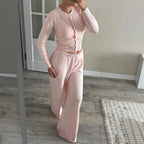 Crew-Neck Button Top And Knitted Pants Aurélia