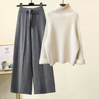Sweater Lace-up Drooping Wide Leg Pants Suit Aurélia