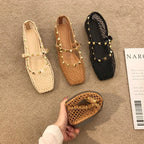 Nude Apricot Gentle Rivet Fairy Mary Jane Mesh  Summer Sandals Aurélia