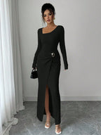 Knitted Texture Long Sleeve Dress Aurélia