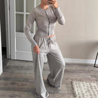 Crew-Neck Button Top And Knitted Pants Aurélia