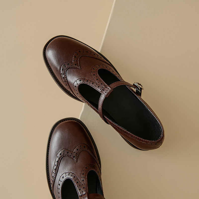 Retro Round Head T Shape Mary Jane Shoes Women Aurélia
