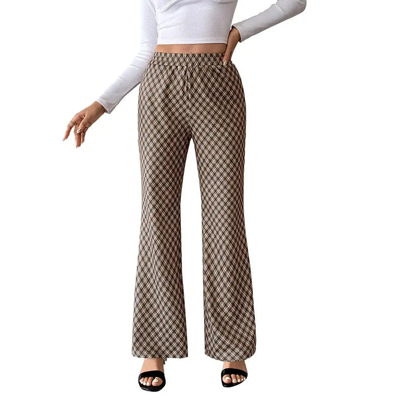 Plaid Slightly High Waist Trousers Aurélia