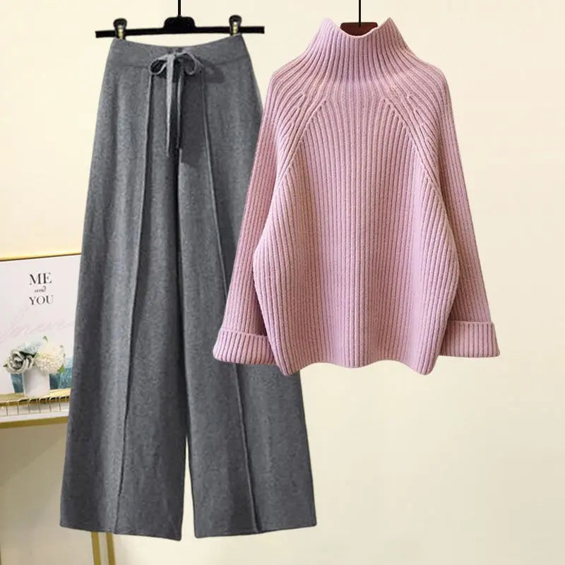 Sweater Lace-up Drooping Wide Leg Pants Suit Aurélia