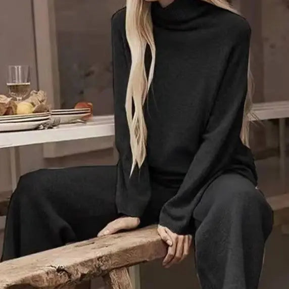 High Neck Sweater And Ankle Length Pant 2-pcs Suits Knitted Aurélia