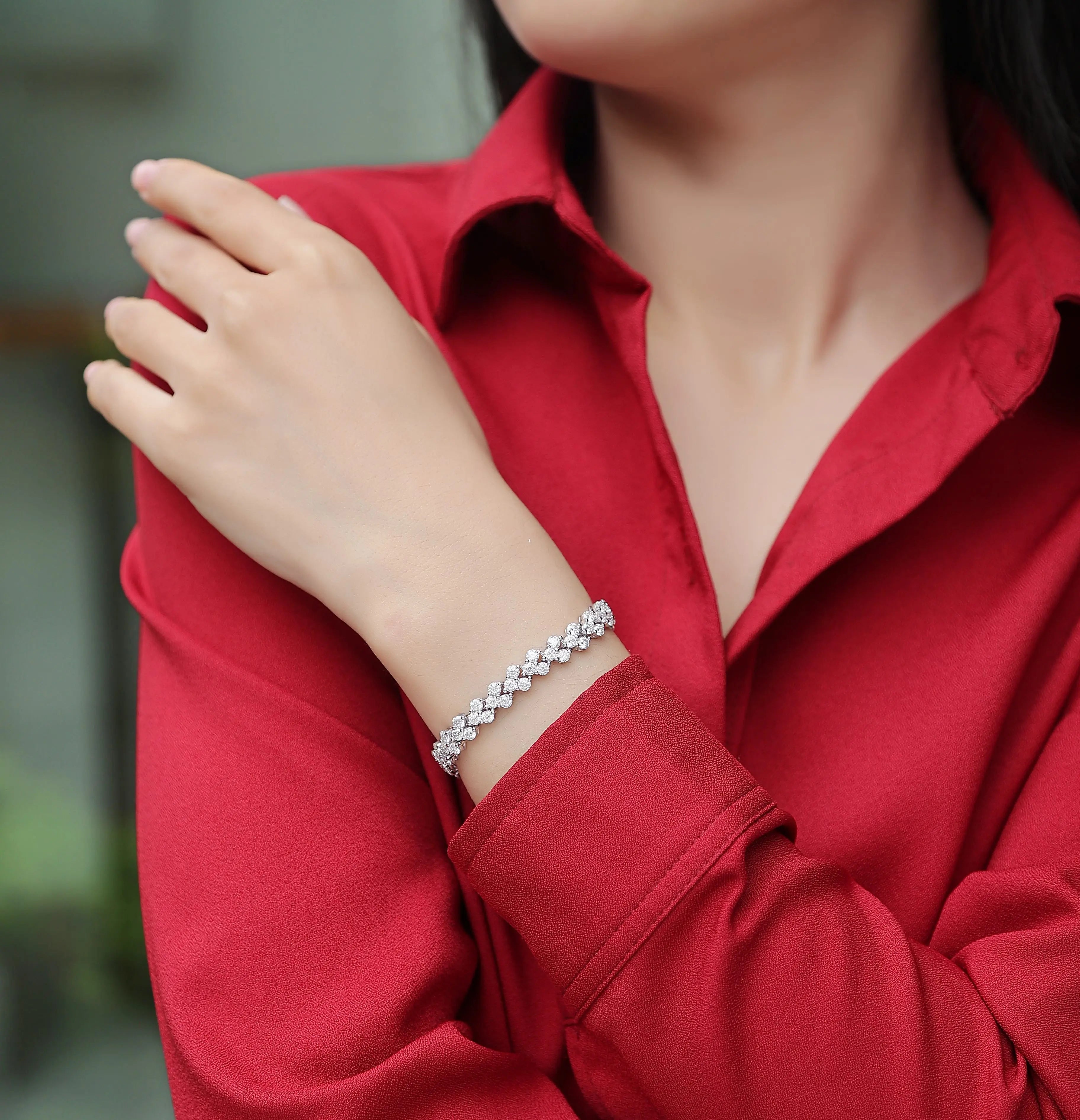 Platinum Bracelet Moissanite, S925 Aurélia