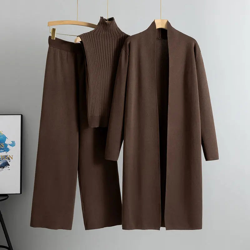 Knitted Vest Long Sweater And Wide-leg Pants 3pcs Suits Aurélia
