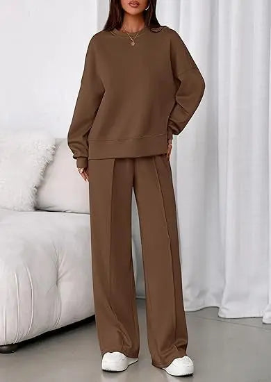 Long-sleeve And Straight Leg Pants Set Aurélia