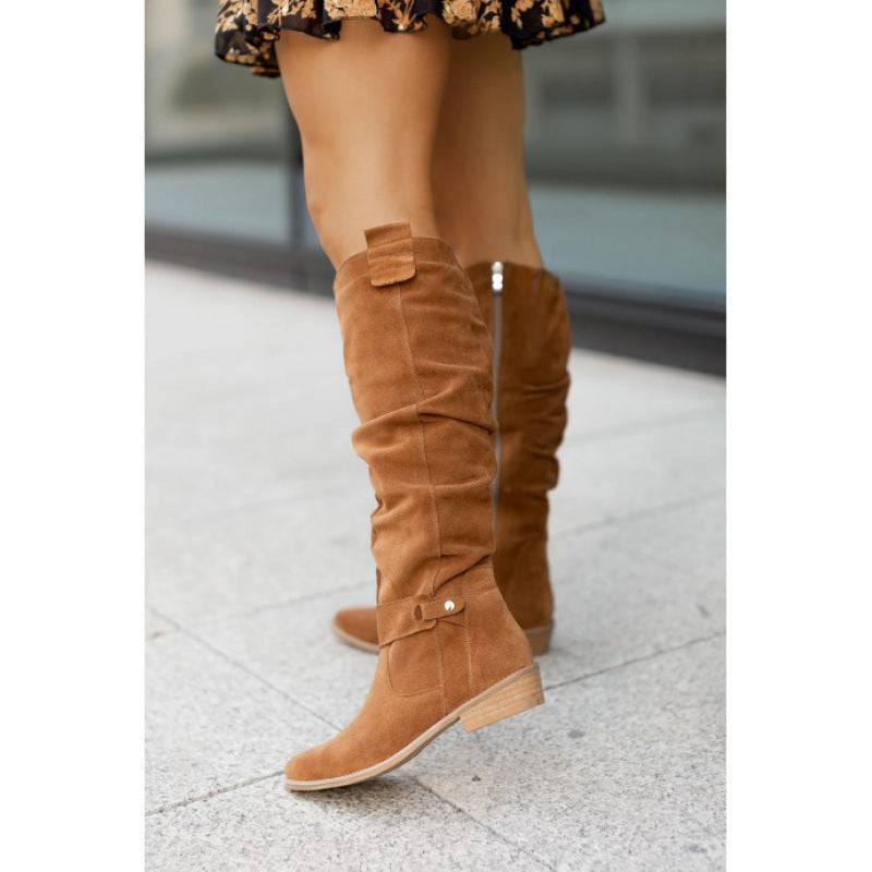 Low-Heel Side-Zip Plus-Size Suede Over-the-Knee Womens Boots Aurélia