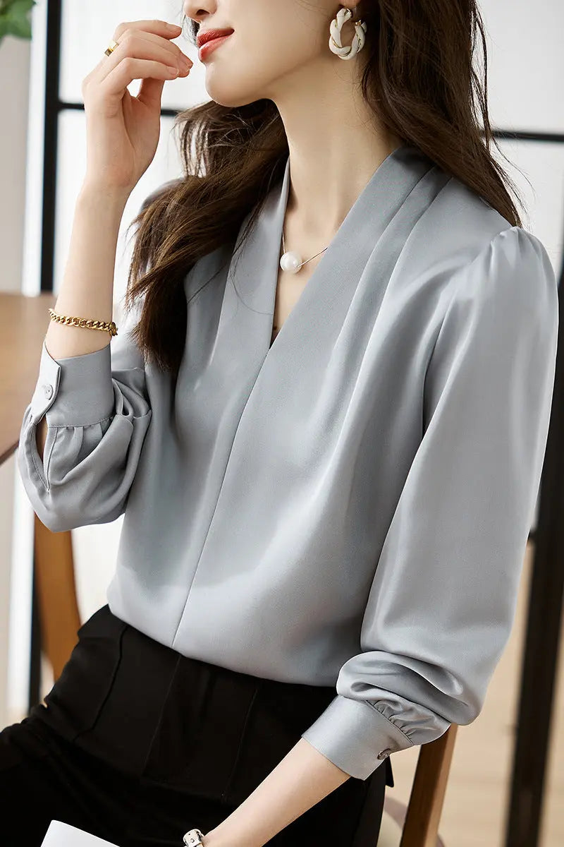Chiffon V-neck Blouse Aurélia