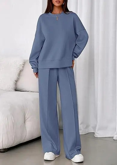 Long-sleeve And Straight Leg Pants Set Aurélia