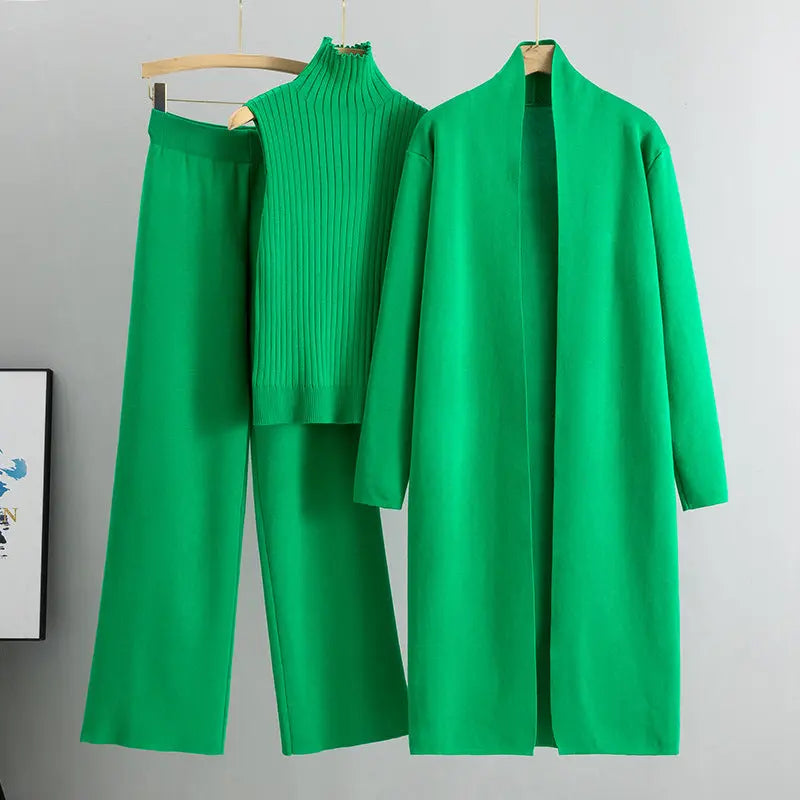 Knitted Vest Long Sweater And Wide-leg Pants 3pcs Suits Aurélia