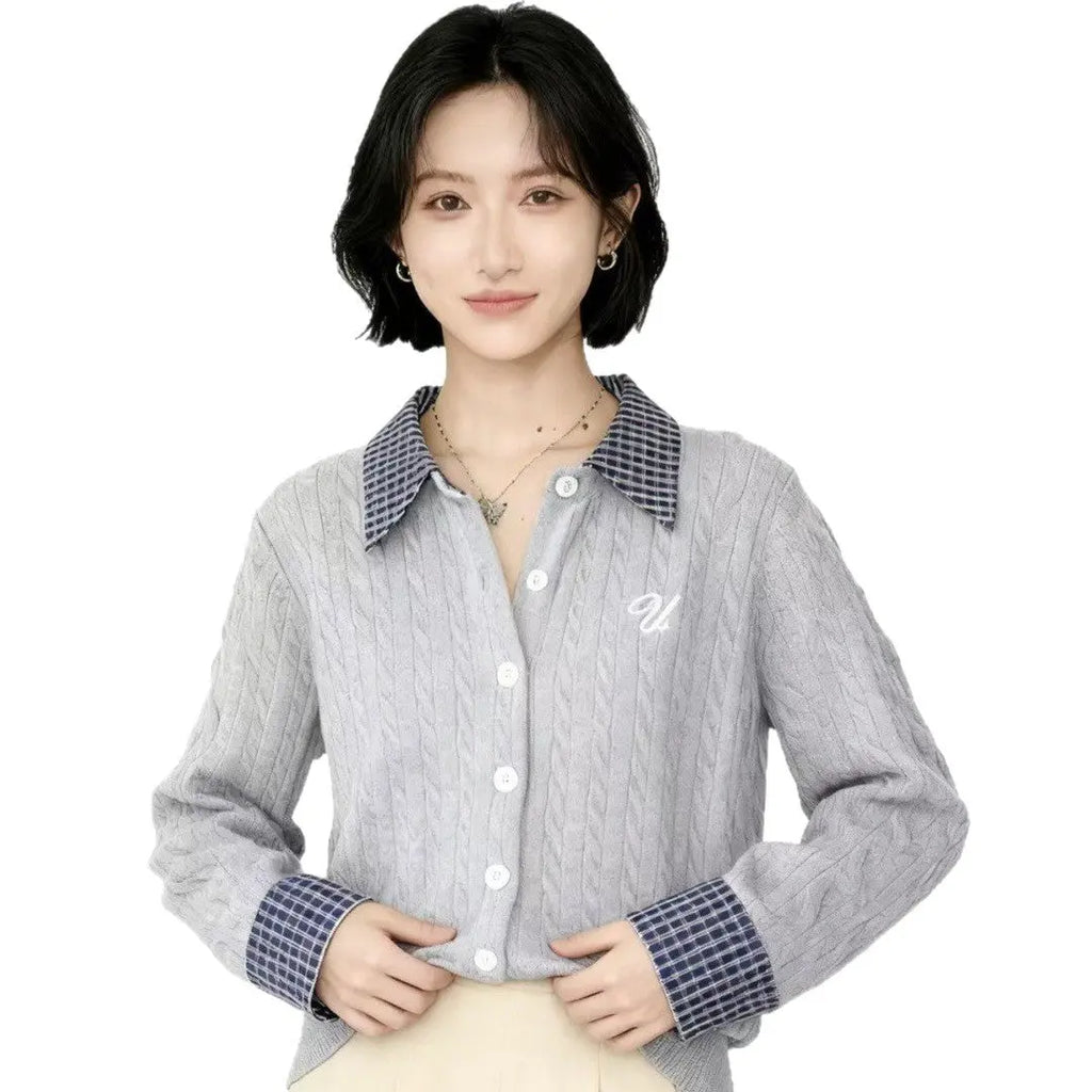 Plaid Knitted Sweater Aurélia