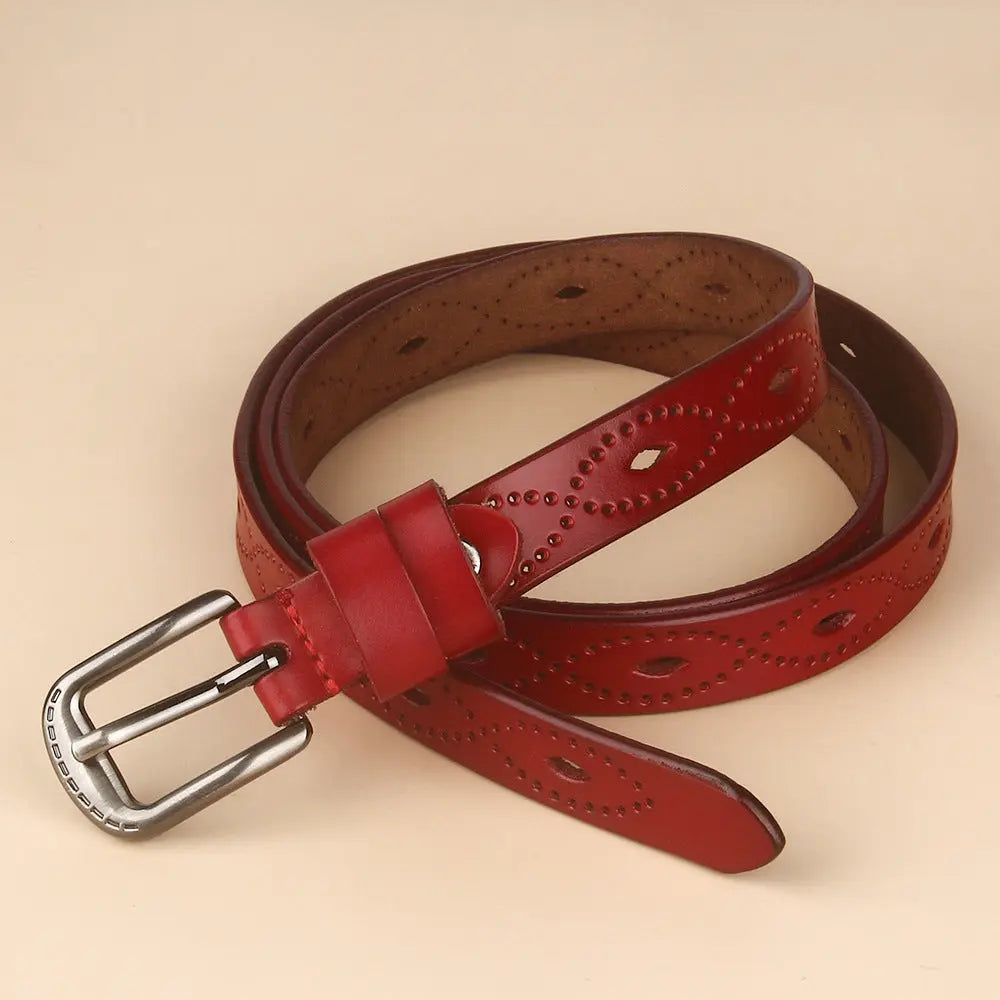 Vintage Hollow Belt Cowhide Leather Aurélia