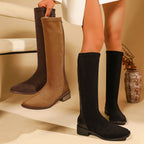 Soft Leather Simple Elegant Elastic Women's Autumn And Winter Flat High Boots Aurélia