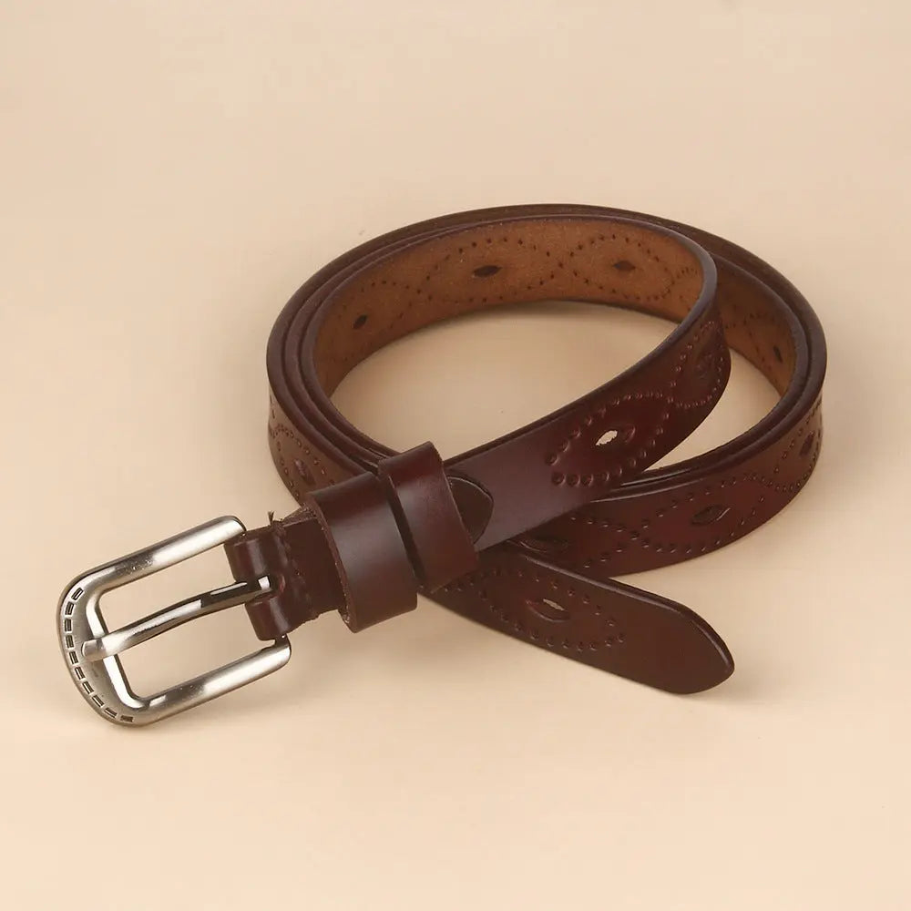 Vintage Hollow Belt Cowhide Leather Aurélia
