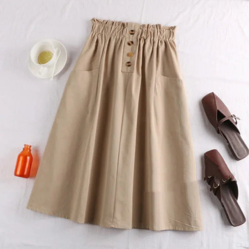 Cotton Linen Utility Skirt With Pockets Aurélia