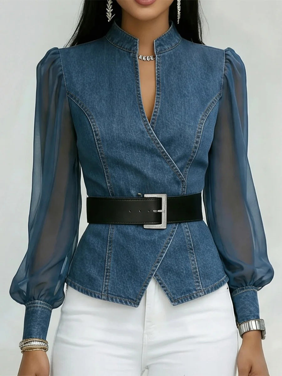 Denim Wrap Top Aurélia