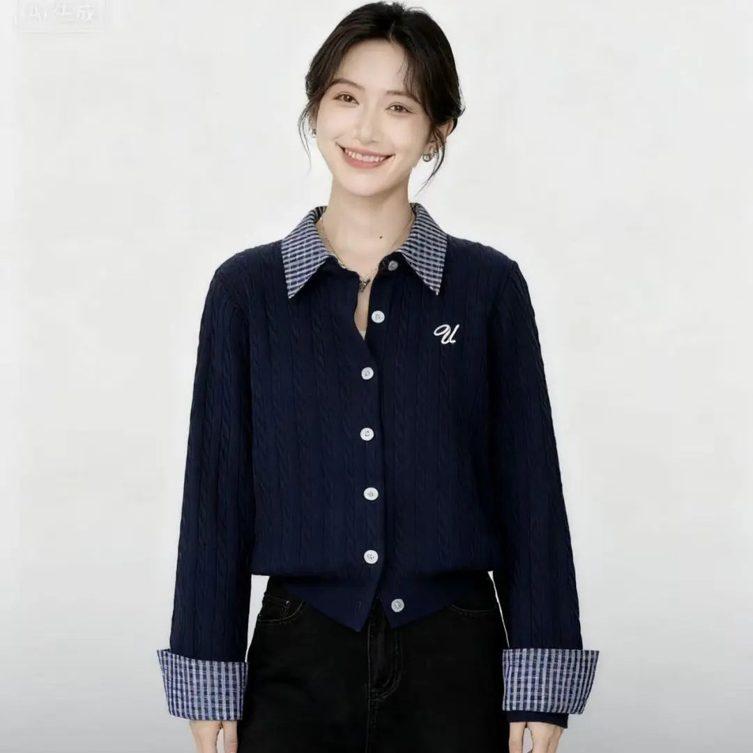 Plaid Knitted Sweater Aurélia