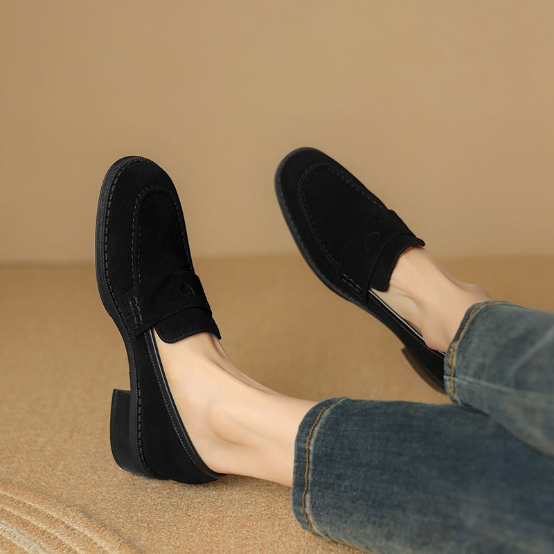 Sheepskin Chunky Heel Pumps Women Spring Concise Aurélia